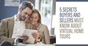 Couple reading about virtual home tour secrets.