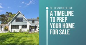 House with selling checklist text overlay.