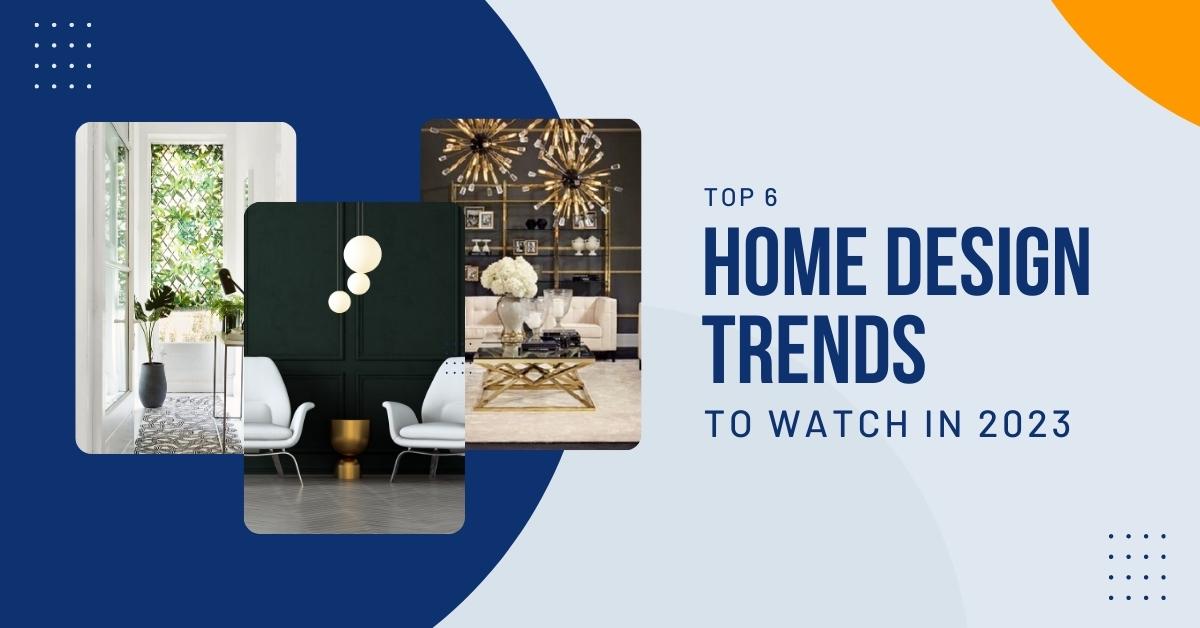 Home design trends 2023 promotional graphic.